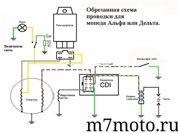 Схема электропроводки мопеда Альфа 50 кубов. Реле коммутатор на мопед Альфа 110. Система зажигания скутера 4т 50сс. Реле стартера Альфа 110.