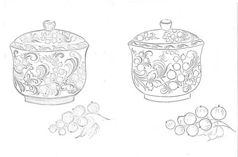 Раскраска хохломская роспись с образцом