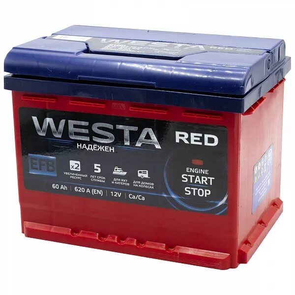 Efb прямая полярность. Аккумулятор Westa Red 60 Ач. Аккумулятор Westa Red 75 Ач. Аккумулятор Westa Red 60 Ач 640 а. Аккумулятор 75ач Westa.