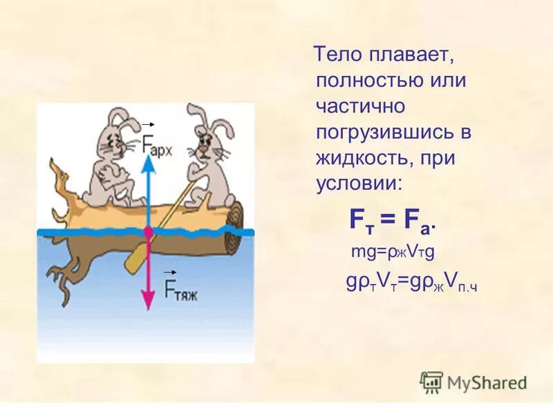 При каком условии тело всплывает в жидкости