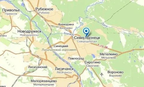 Северодонецк на карте