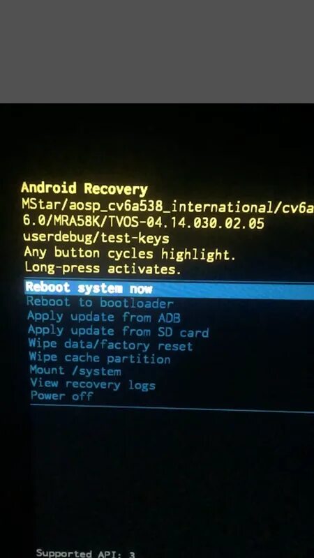 Safe mode recovery menu. Safe mode recovery menu