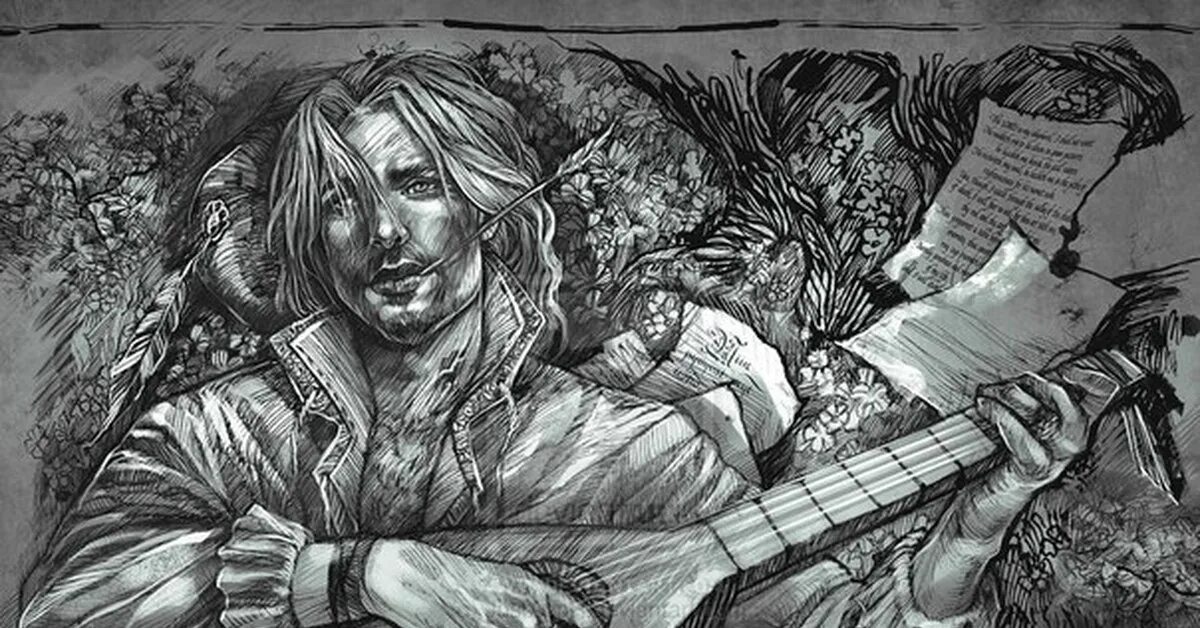 Песнь лютика ведьмак. Бард лютик ведьмак. бард лютик ведьмак арт. лютик ведьмак книжный. лютик ведьмак 3 арт.