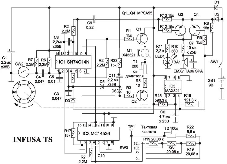 Схемы медицинских приборов. Схема SW-N2.1. Схема микронасоса