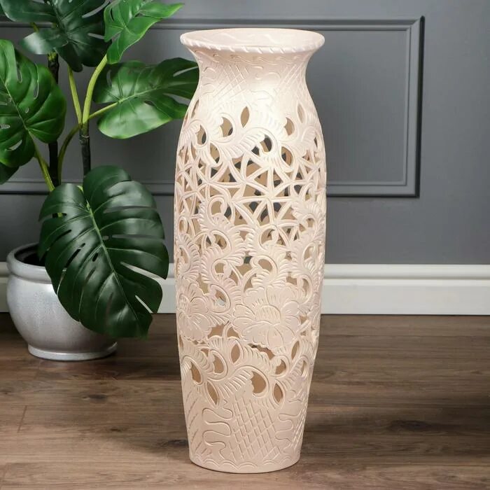 Ваза напольная Кларк e177621. Ваза напольная "Арго", лепка, белая, 62 см, микс, керамика. Напольные вазы для цветов.