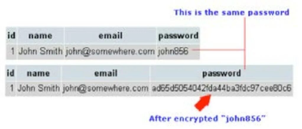 Databases email password