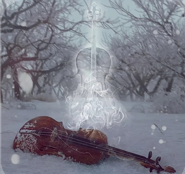 Раненая скрипка. Разбитая скрипка. Виолончель в снегу. Скрипка на снегу. Ночью вдруг из рук