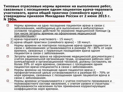 Время приема врача нормативы