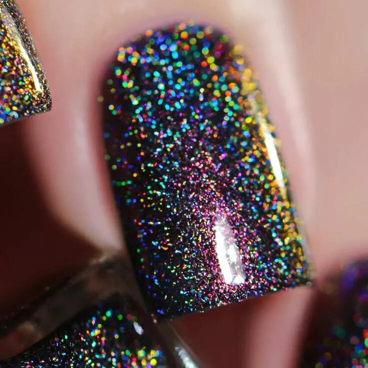 Glitter 2022. ILNP Secret Society. Лак для ногтей голографический. Голографические блестки. Блестящие ногти с шиммером.