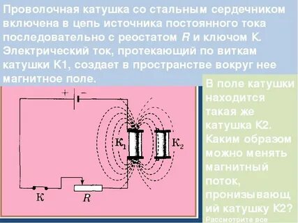 Проволочная катушка присоединена к гальванометру
