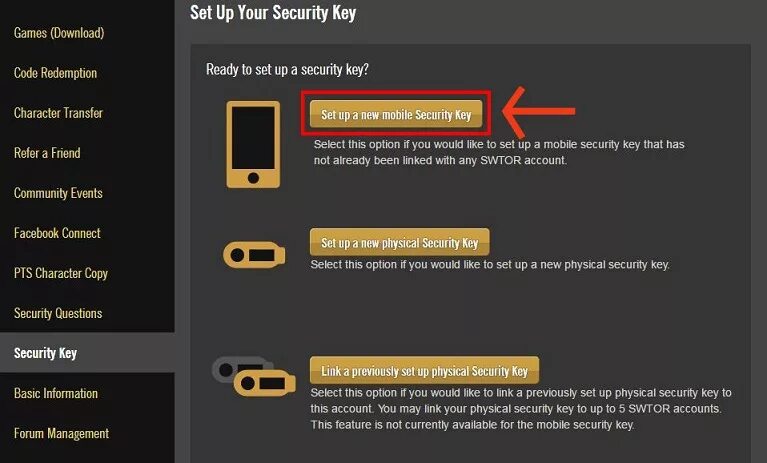 The old republic security key. Swtor key. security keys not set up.