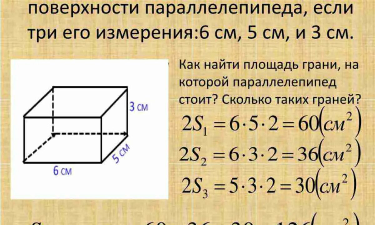 Деревянный ящик имеет форму прямоугольного параллелепипеда. Площадь прямоугольного параллелепипеда 5 класс. Площадь поверхности прямоугольного параллелепипеда 5. Площадь прямоугольного параллелепипеда формула 5. Как найти параллелепипед 5 класс.