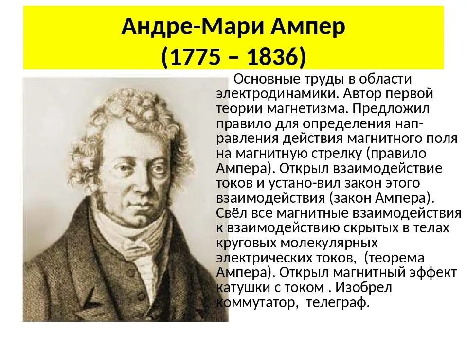 Ампер чем известен. Андре Мари ампер портрет. Андре ампер открытия. Ампер биография.