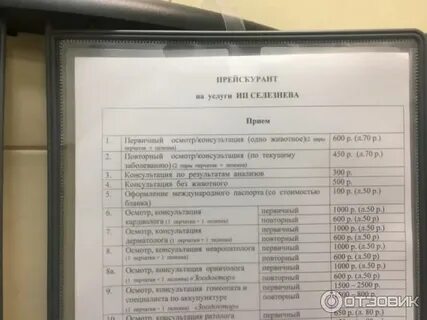Ветклиника прейскурант цен