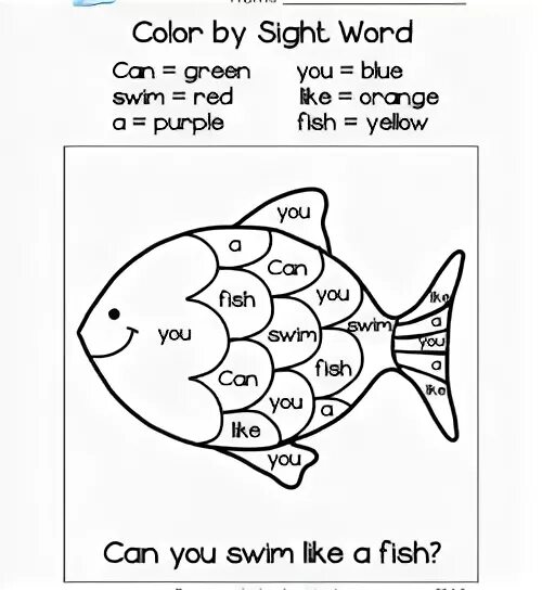 Sight Words Color. Color by Sight Words. 2 Класса английский язык afish can Swim. Sight Words for Kids.