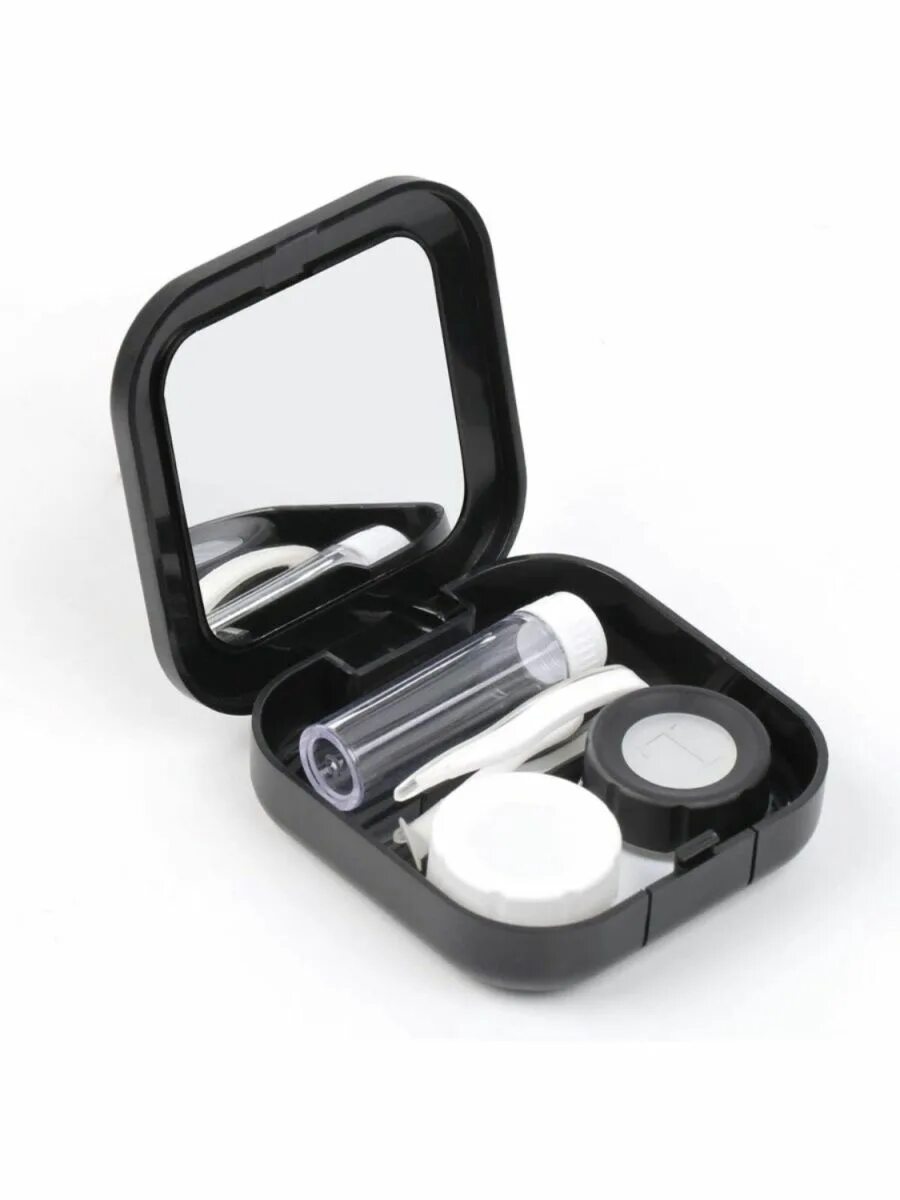 Portable contact Lens Case Kit. Набор a-8066 для контактных линз. Набор для линз черный 107. Контейнер для контактных линз «100% брутальности», 5 шт. Купить набор линз