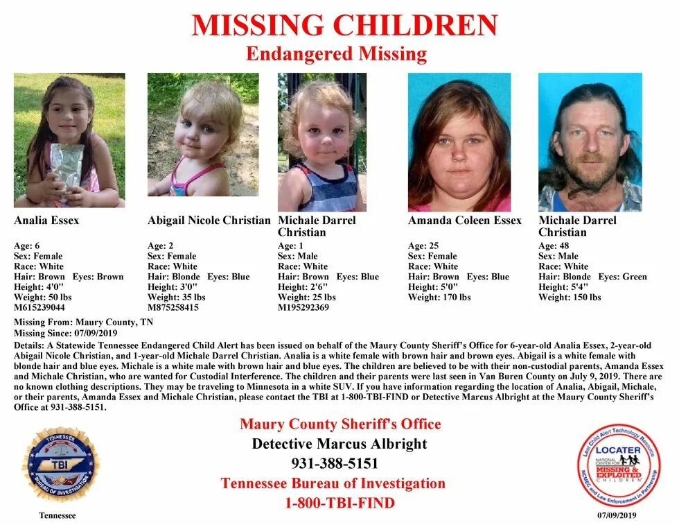 Missing child. Missing children. Tennessee Bureau of investigation. A child is missing. Missing parents.