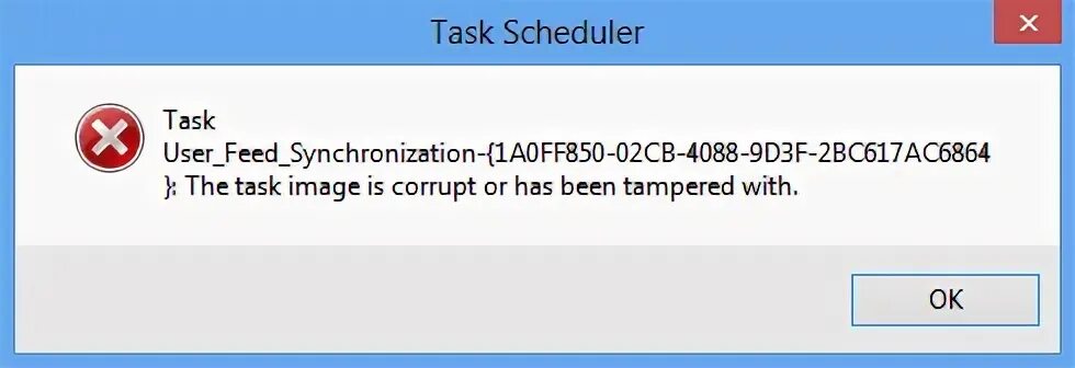 Fix user. Образ задачи поврежден или Изменен Windows 7. User_Feed_synchronization.