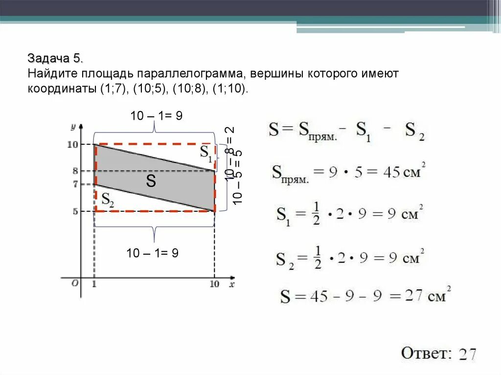 Имеют координаты. Площадь параллелограмма по координатам. Найдите площадь параллелограмма вершины которого имеют координаты. Площадь параллелограмма через координаты вершин. Вычислить площадь параллелограмма.