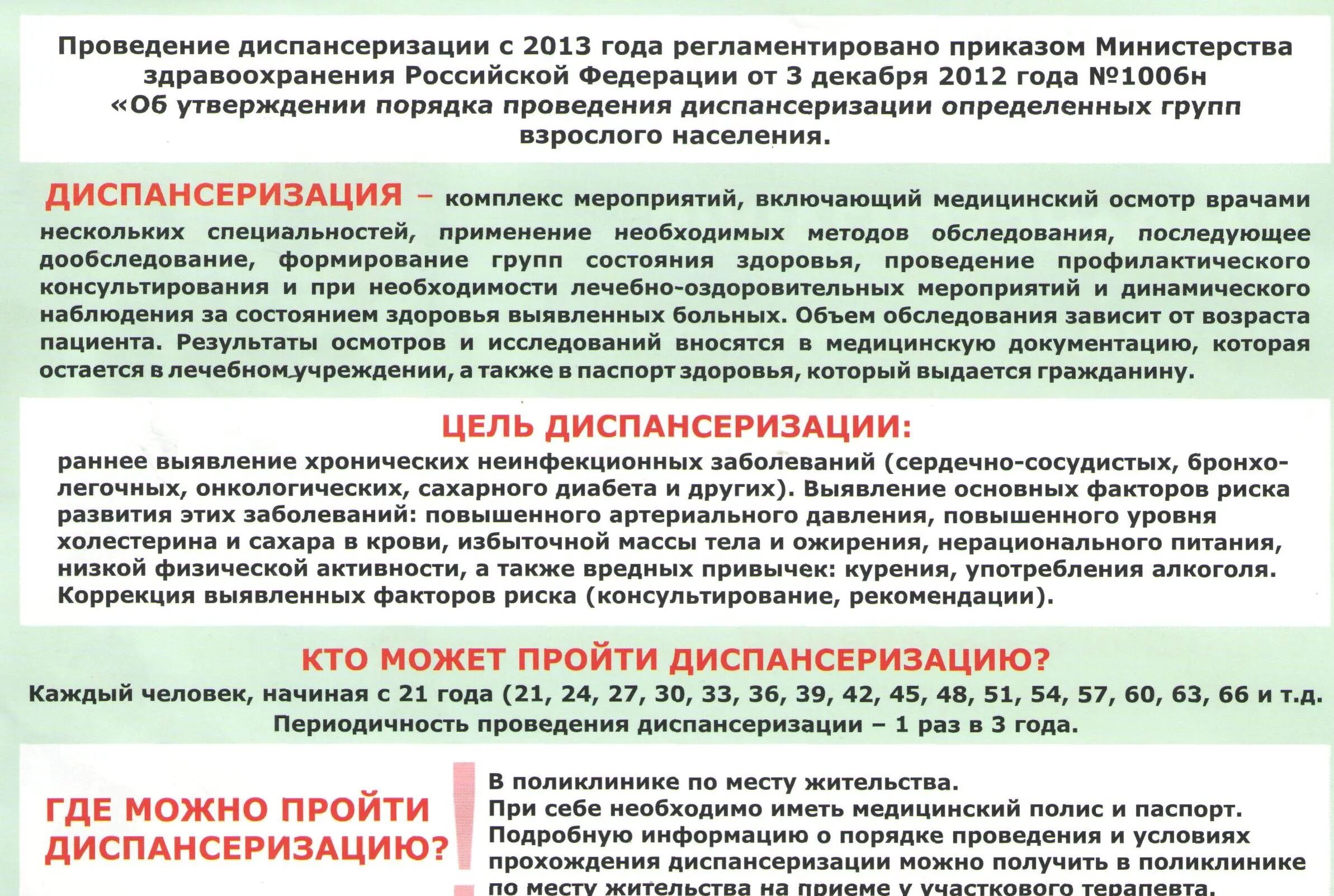 Время прохождения диспансеризации