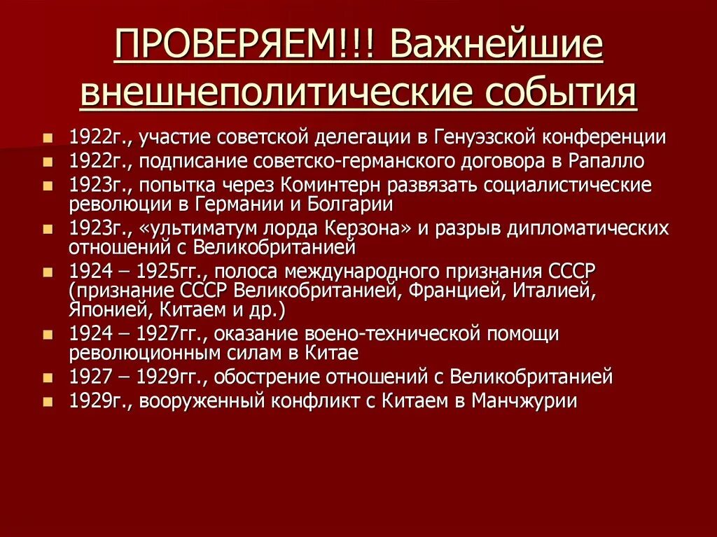 Внешняя политика в 30 годы тест. Внешнеполитические события. Важнейшие внешнеполитические события 1920-х гг. Внешнияпадитика политика в 1920. Внешние политические события 1920х годов.