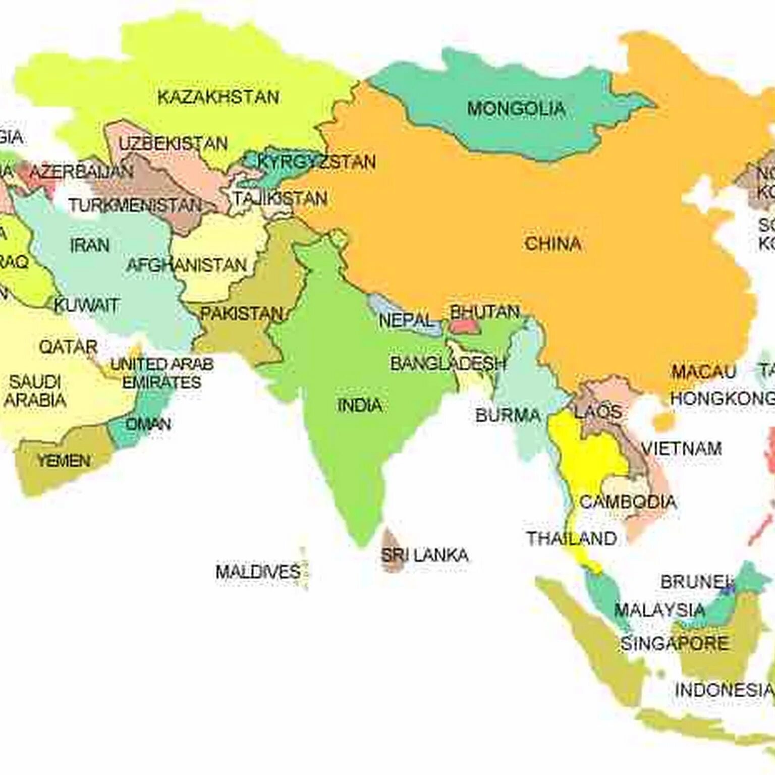 Карта азии с государствами. Государства Азии на карте. Карта зарубежной Азии со столицами. Карта стан Азии со странами. Полит карта Азии со столицами.