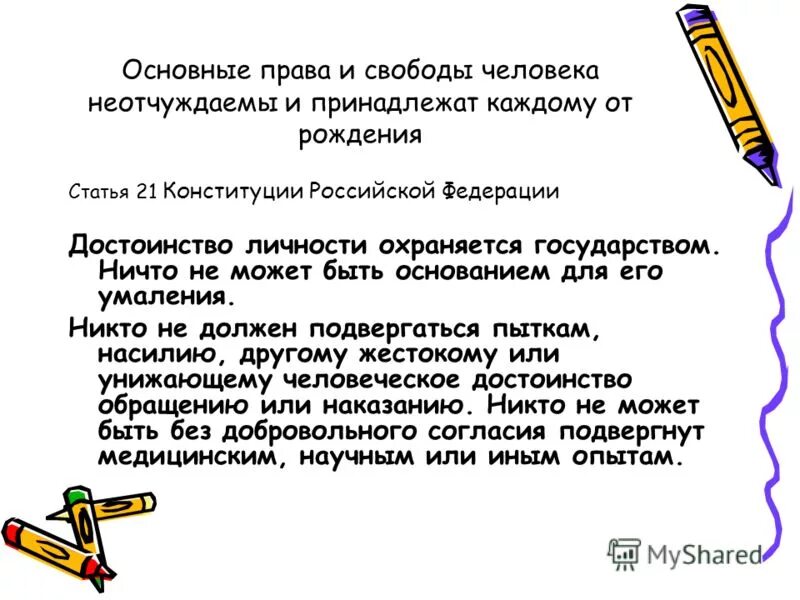 принадлежит каждому от рождения