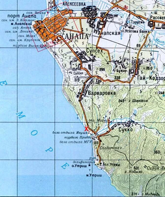 Карта анапы с пригородами и поселками подробная. Карта анапы и окрестностей.
