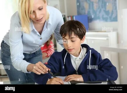 Teacher and boy