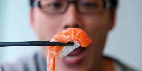 Man eats fish