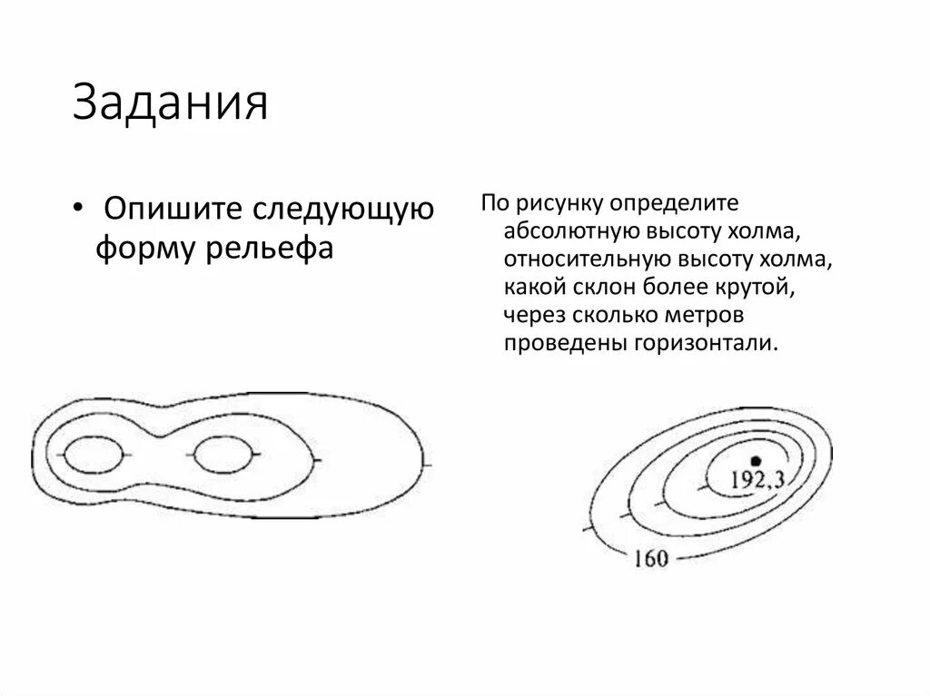 Определить высоту холма. Определить абсолютную и относительную высоту холма. Относительная высота холма на схеме. Горизонталь рисунок. Изображение холма и впадины.