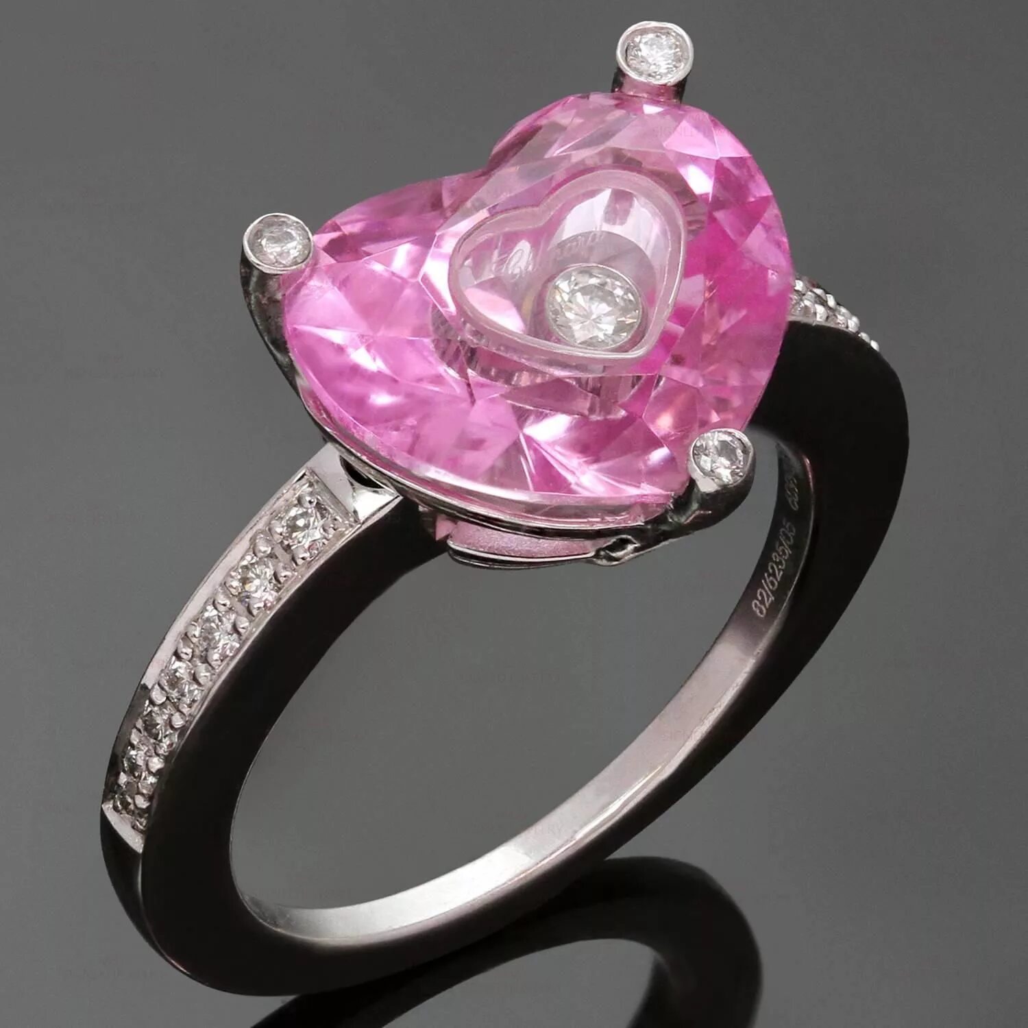 Chopard Happy Pink Heart & Diamond. Кольцо шопард с розовым кварцем. Chopard Heart Ring. Chopard Happy Hearts Ring.