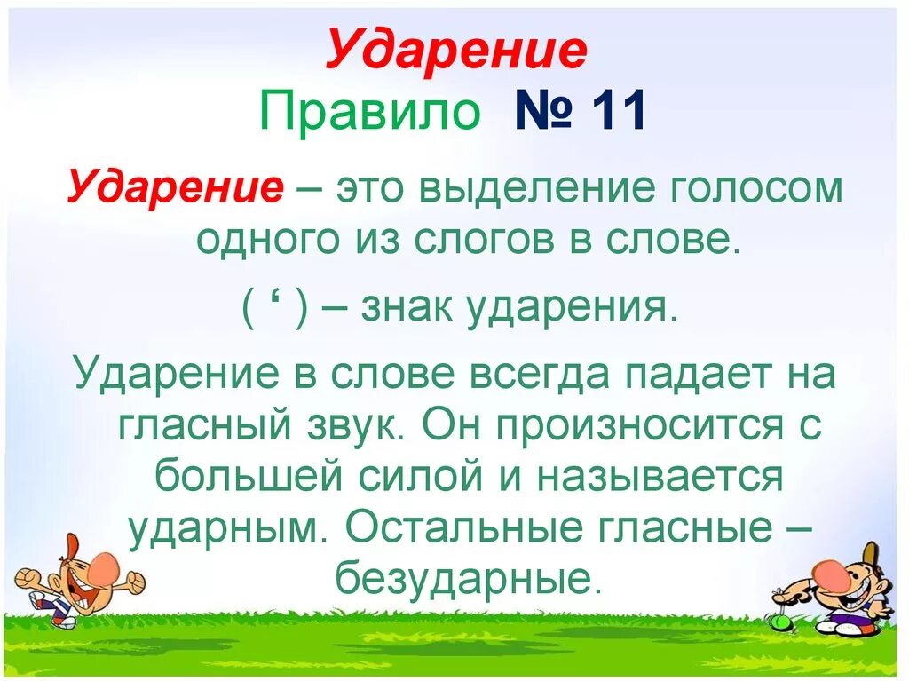 Ударение в слове 11. Ударение. Что такое ударение 1 класс правило. Ударение в слове правило. Правило.