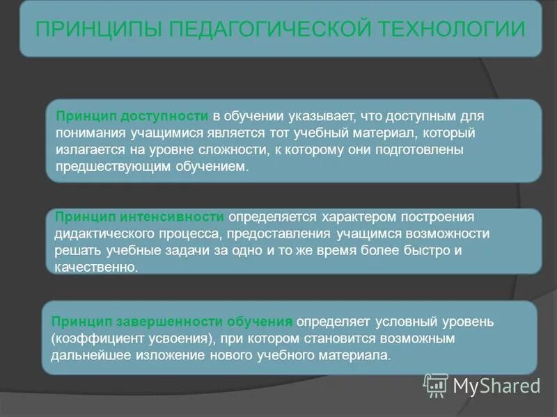 Принципы педагогических технологий. Педагогический компонент практики