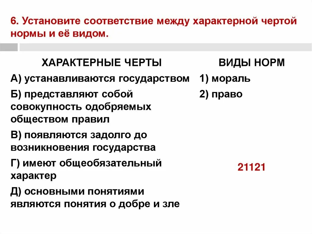 Тест 1 мораль. Установите соответствие между характерной чертой. Черты и виды социальных норм.