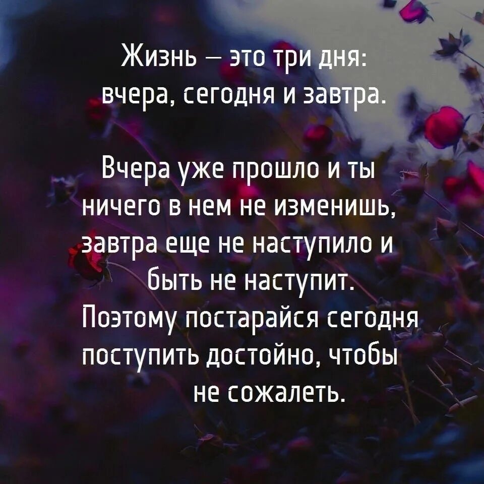 Живите сегодня как последний. Жизнь это три дня вчера сегодня и завтра. Высказывания живите сегодняшним днем. Жизнь это три дня. Жизнь это три дня вчера сегодня и завтра вчера уже прошло.