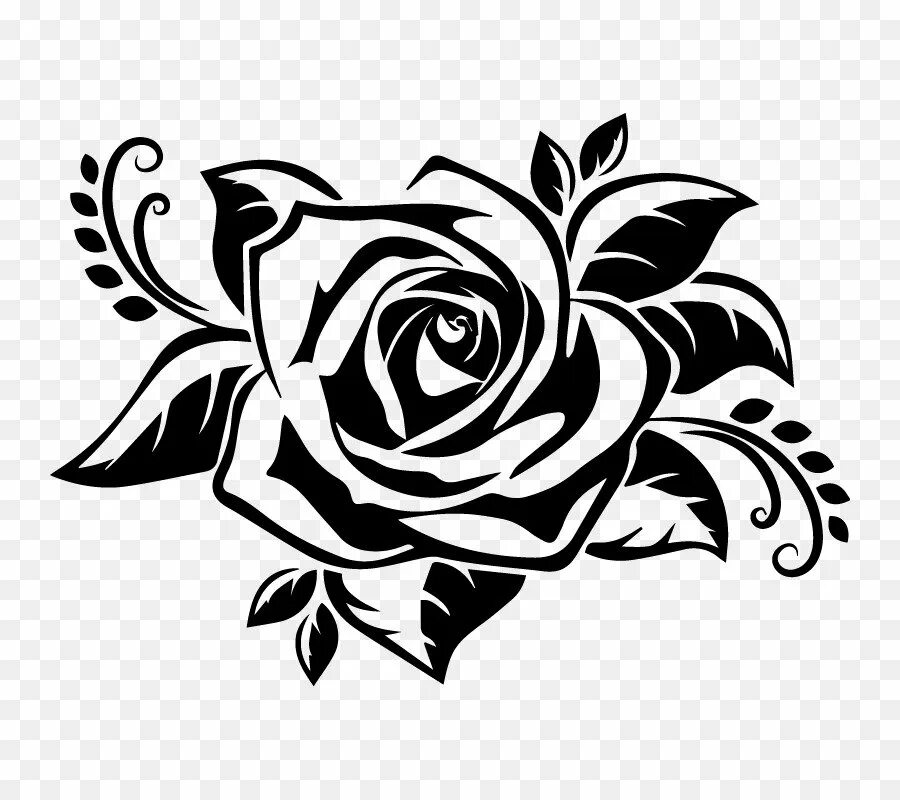 Орнамент розы. Черно-белый цветок. Розы узор. Белые цветы на черном.