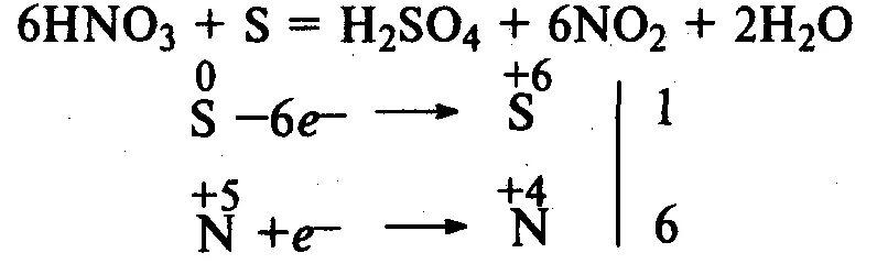 Реакция концентрированной азотной кислоты с серой