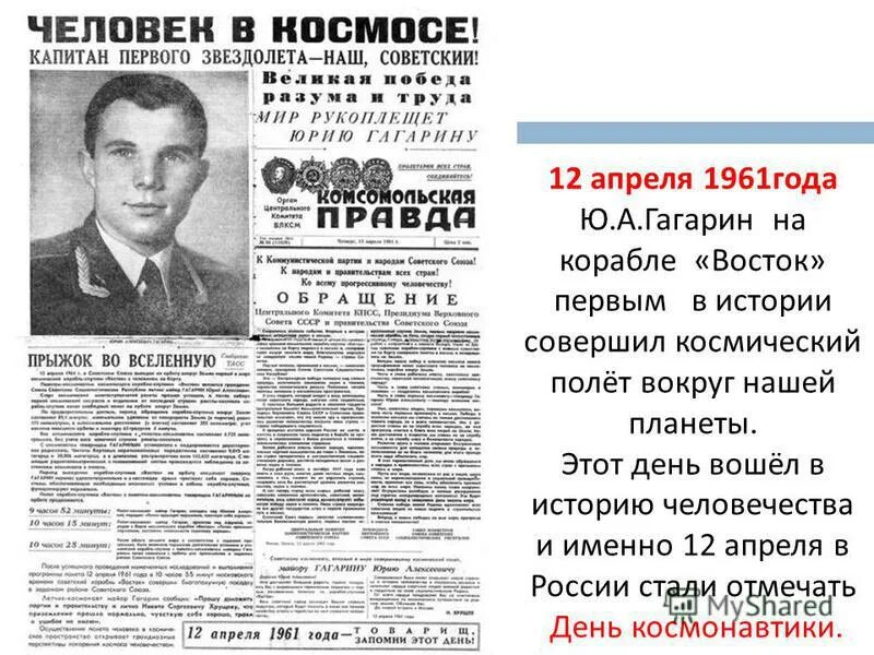 12 апреля 1961 какой день недели