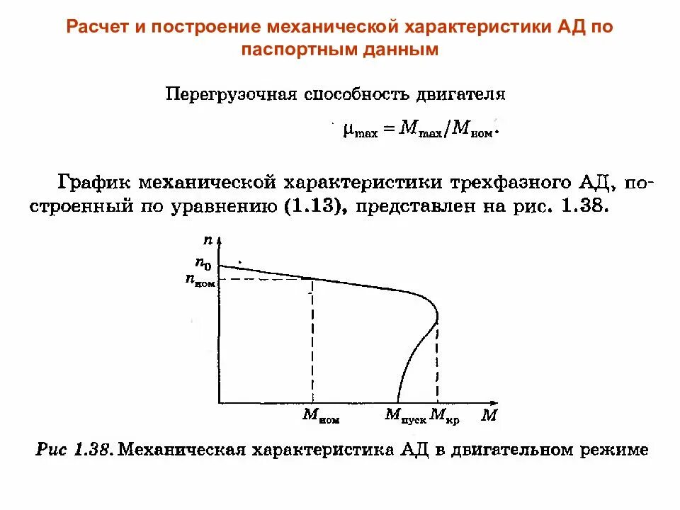 График механической характеристики асинхронного двигателя. Механическая характеристика асинхронного двигателя скольжение. Построить механическую характеристику двигателя. Построенная механическая характеристика ад по паспортным данным. Указать механическую характеристику асинхронного двигателя.