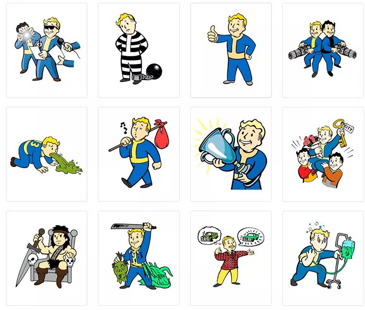 Telegram boys. Vault boy Стикеры телеграмм. Fallout Vault boy Стикеры. Стикеры телеграмм люди. Набор стикеров для телеграмма.