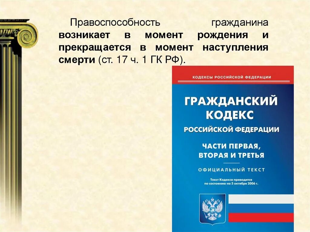 217 гк рф. Правоспособность. Правоспособность гражданина. Правоспособность гражданина возникает. Правоспособность гражданина возникает в момент.