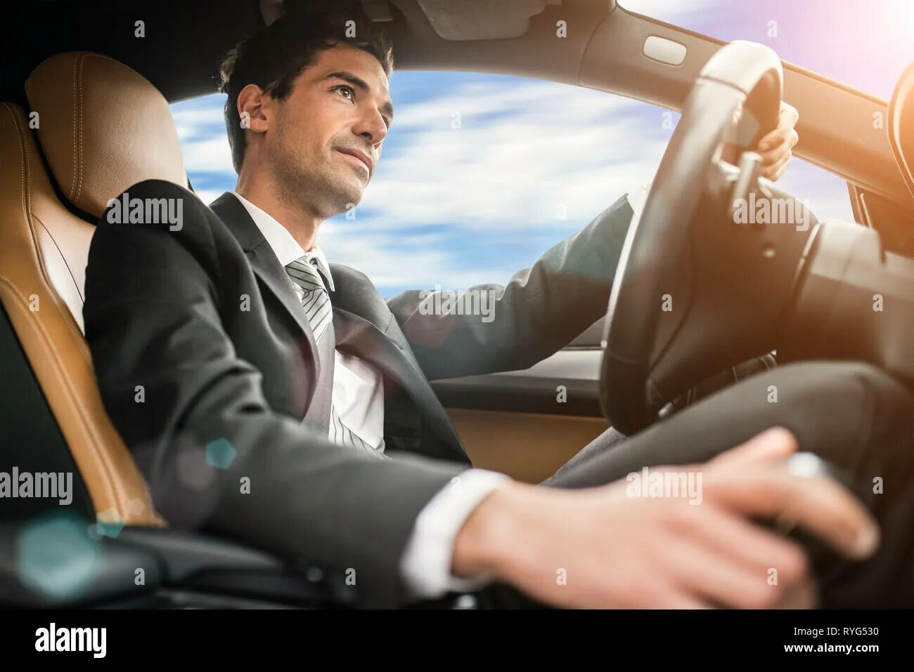 Driving a car a man