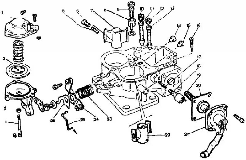 Карбюратор сборка разборка. Схема карбюратора ДААЗ 2107. Карбюратор ДААЗ 2107 чертеж. Схема карбюратора 2107-1107010. Схема карбюратора ВАЗ 2107 ДААЗ.
