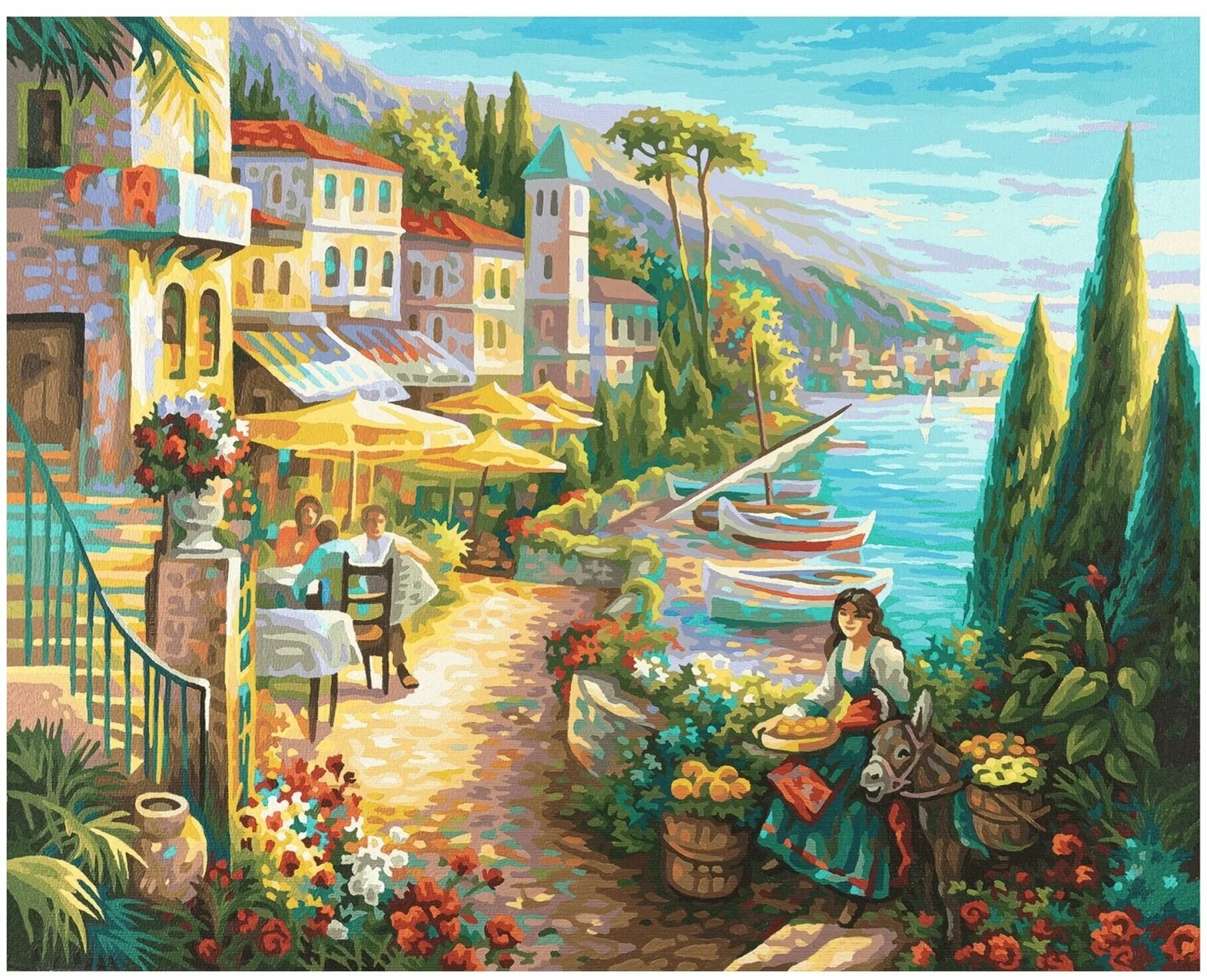 Артикул картин по номерам. Рисование по номерам. Италия картины художников. Средиземноморский город.