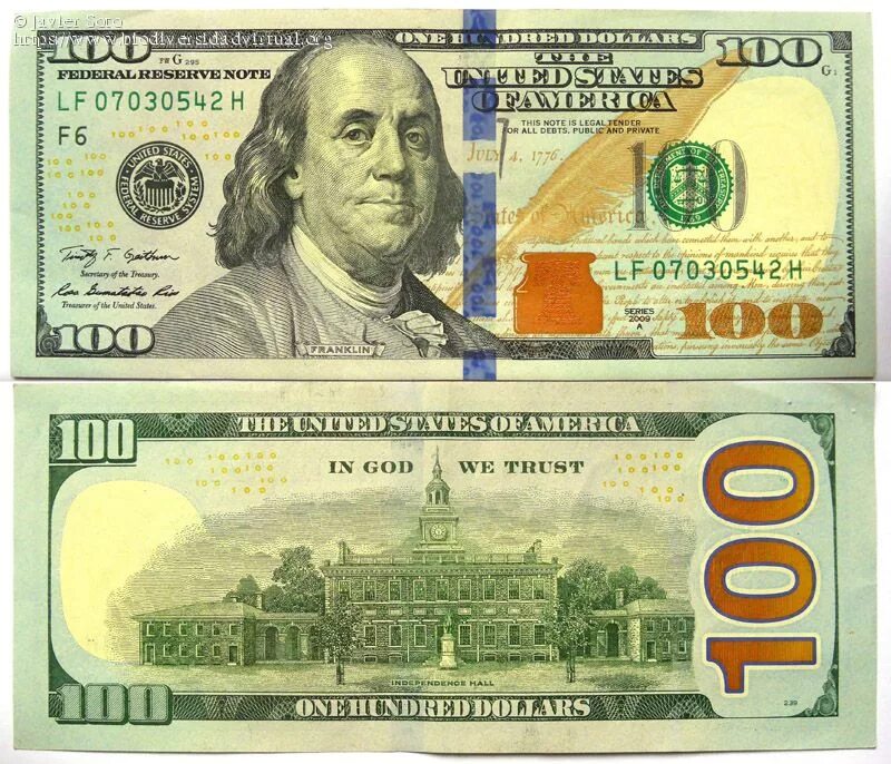 100 Долларов купюра 2003. 100 Dollar Bill Front. 100 Долларов США нового образца. 100 Долларов. 2006 Год. Бенджамин Франклин.