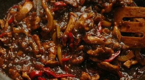 Мясо с баклажанами на сковороде по китайски