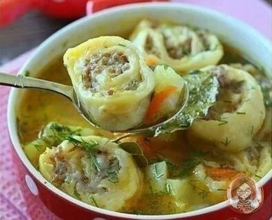 Мясо в тесте в бульоне
