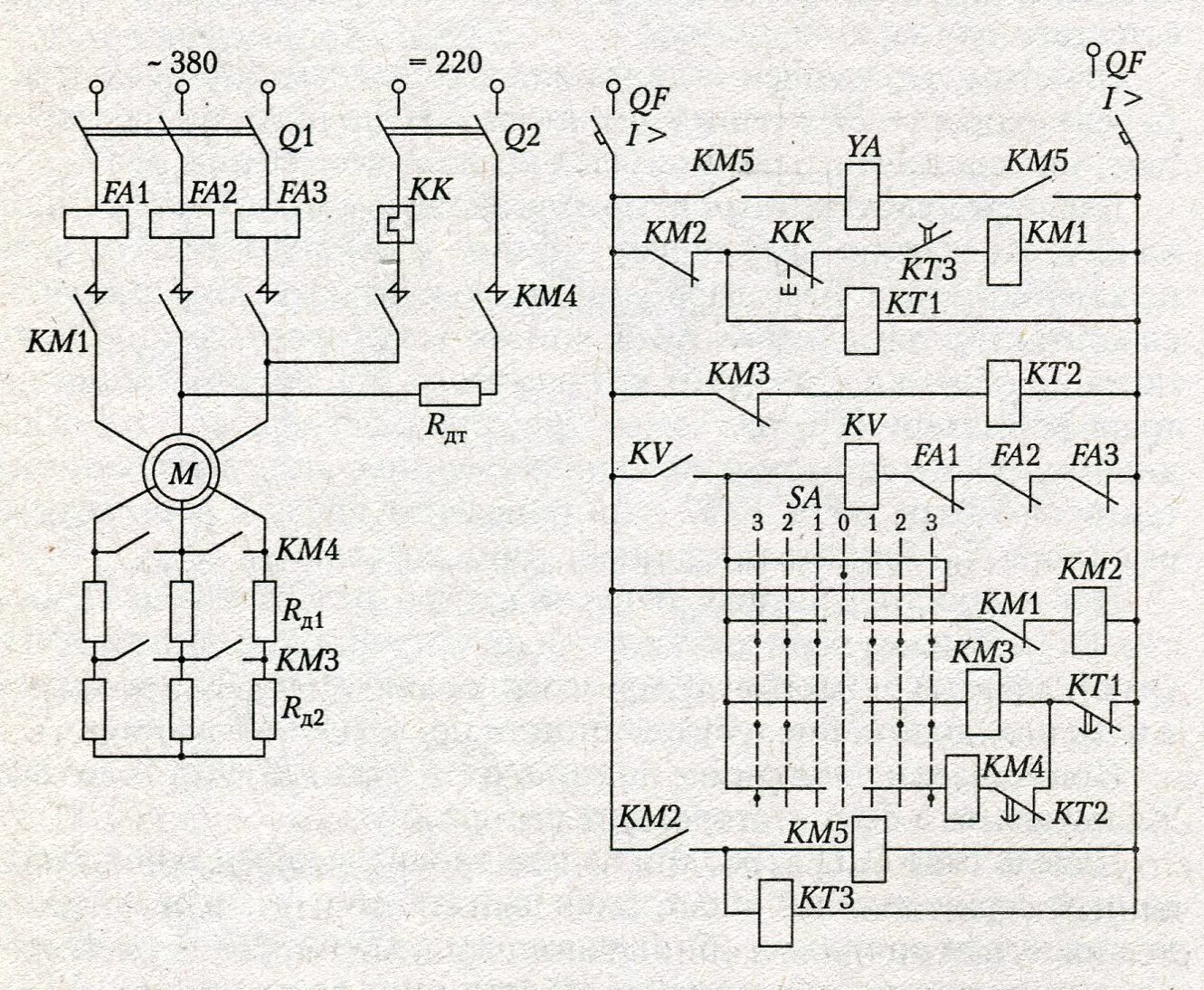 Схема управления электродвигателем переменного тока 380. Электрическая принципиальная схема асинхронного электропривода. Подключение пускателя ПМА 310. Схема включения электроприводов с асинхронным двигателем.