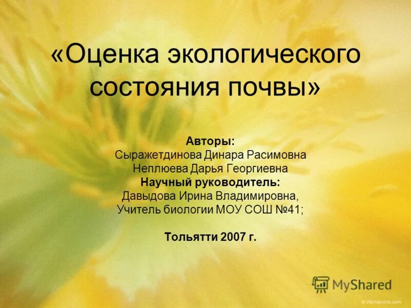 экологическая оценка состояния окружающей среды